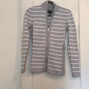 Tommy Hilfiger grey and white stripped zip up